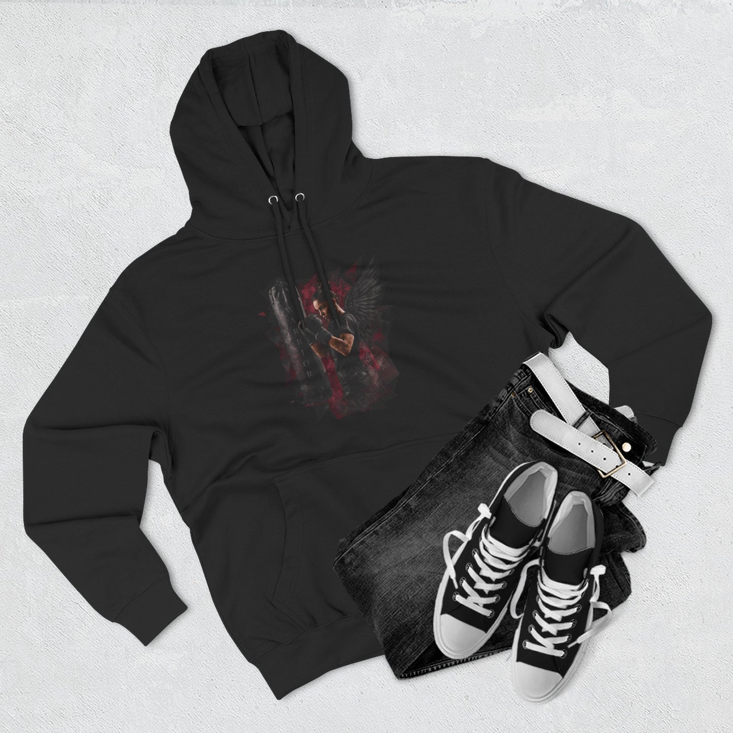Women's "Warrior" Hoodie — Gothic Wings & Heart Illustration