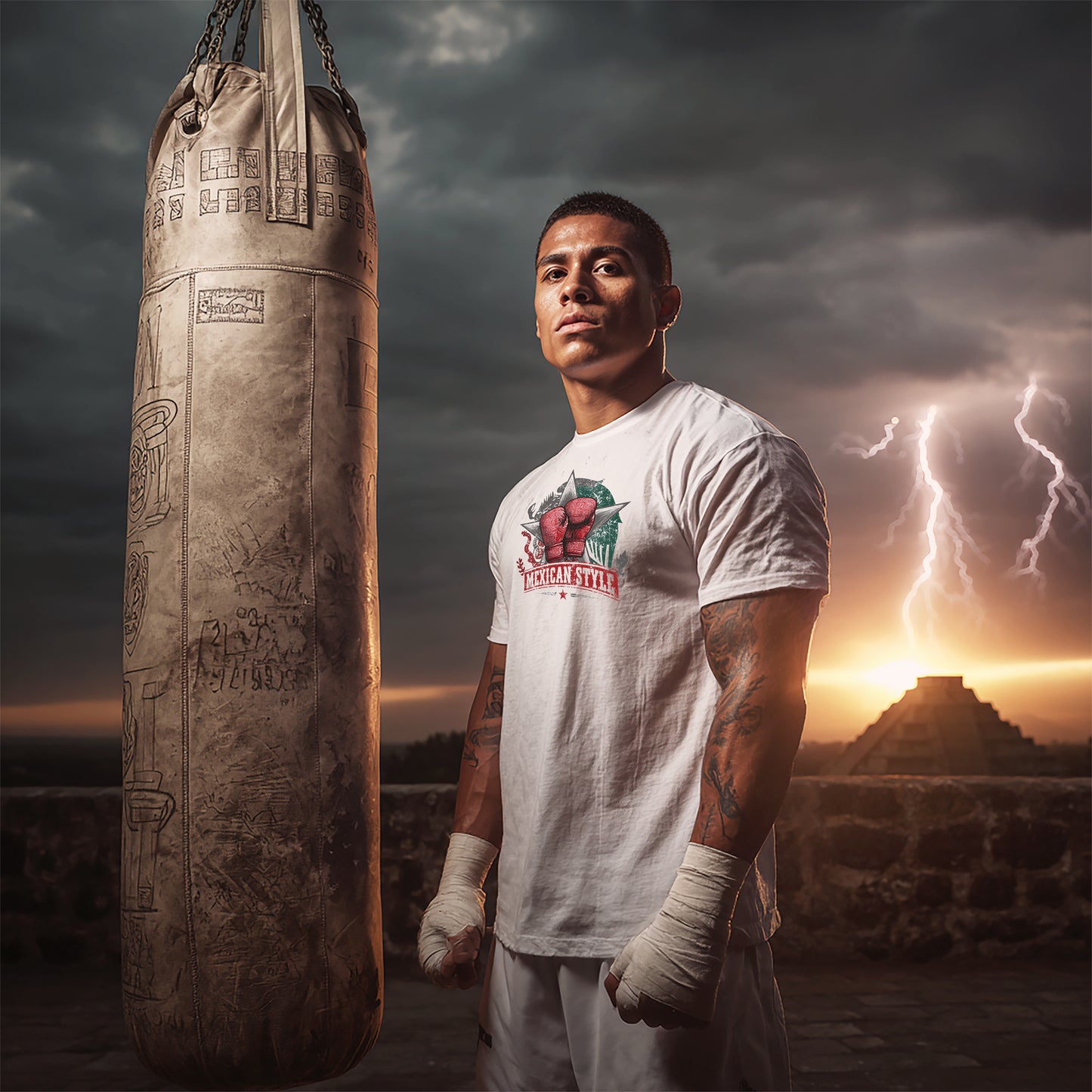 Mexican Style Boxing Tee — Vintage Boxing Gloves Graphic T-Shirt